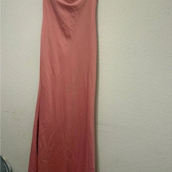BHLDN Halter Satin Maxi Dress Size 14P Dusty Rose Bridesmaid Formal Wedding - Picture 7 of 12